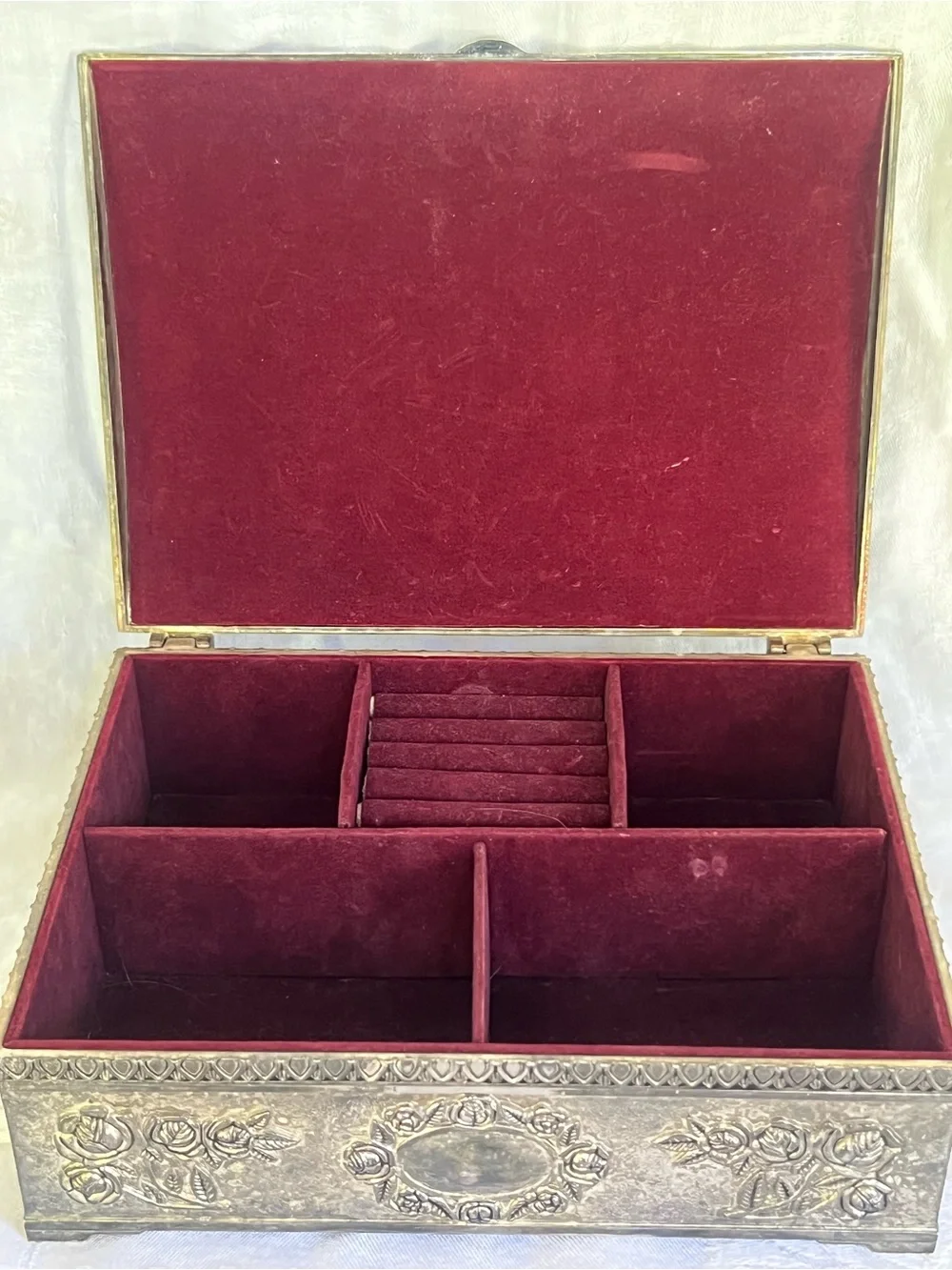 Godinger Ornate Floral Metal Jewelry Box - Silver Tone